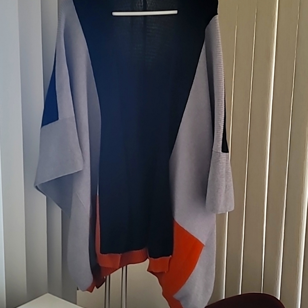 Blocked Color Cardigan  Poncho